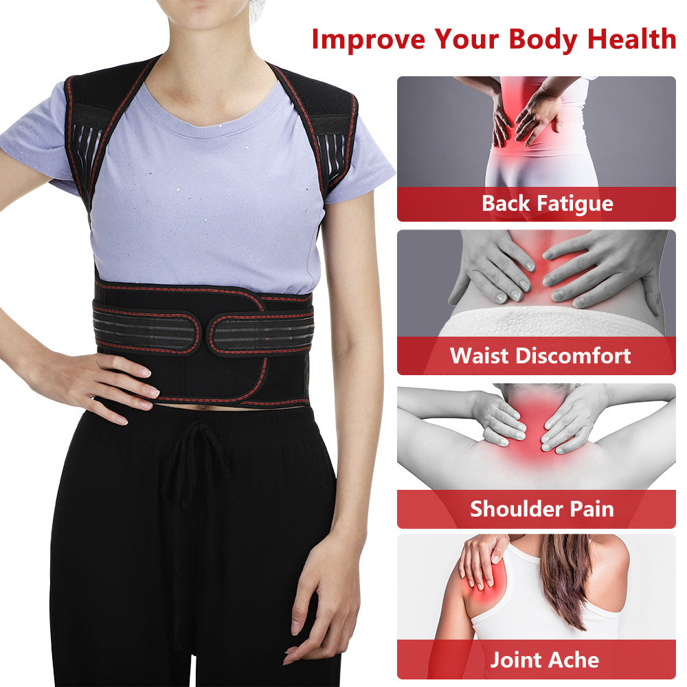 Magneticx Back Support Magnets Heating Therapy Belt Waist Brace Posture Corrector Spine Back Shoulder Lumbar Posture Correction 5.0