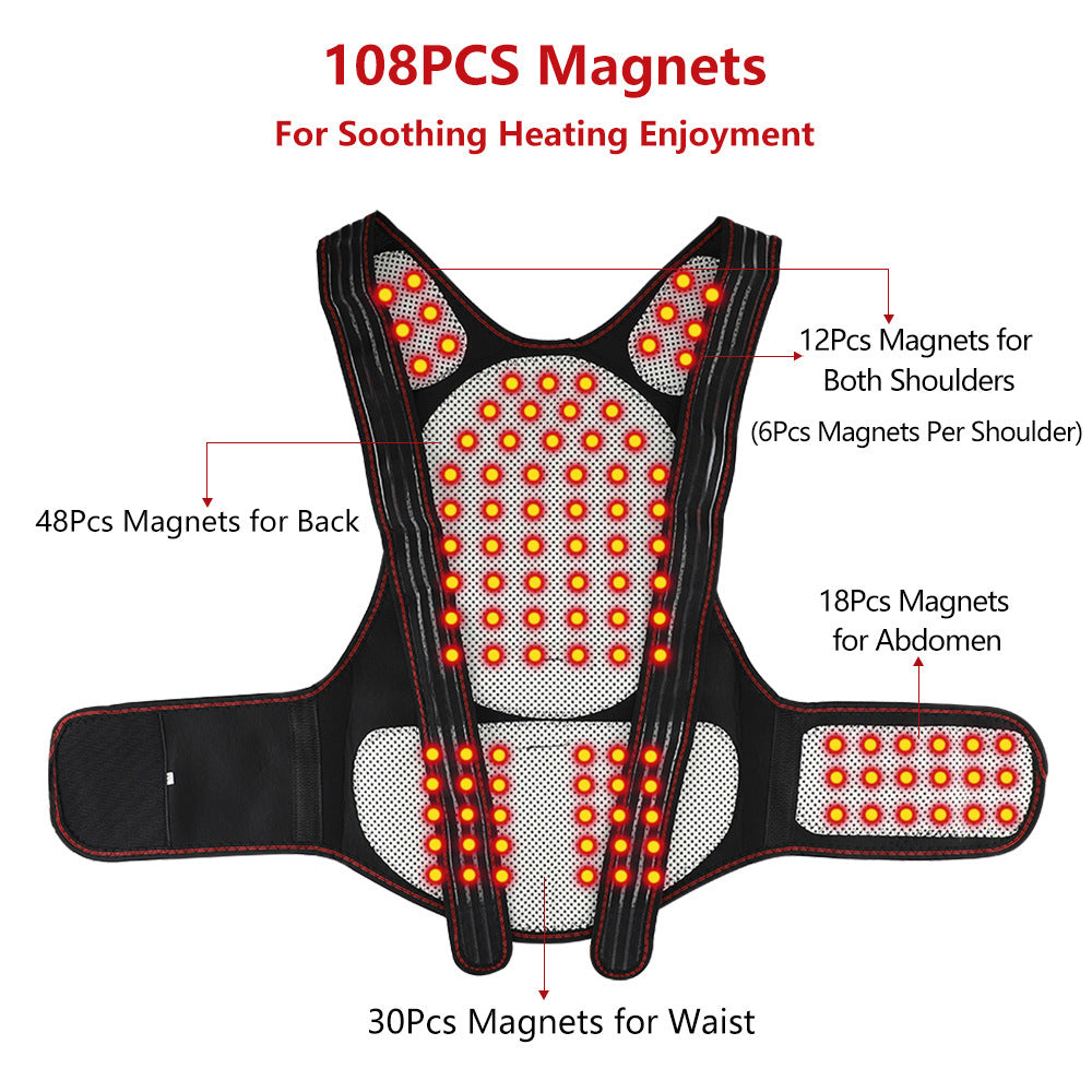 Magneticx Back Support Magnets Heating Therapy Belt Waist Brace Posture Corrector Spine Back Shoulder Lumbar Posture Correction 5.0