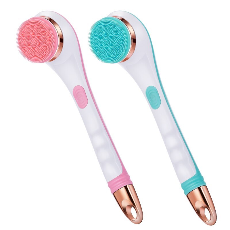 Silicone Bath Brush 4 In 1 Electric Back Scrubber 4 Brush Heads USB Rechargeable Rotating Shower Massager With 2 Speeds